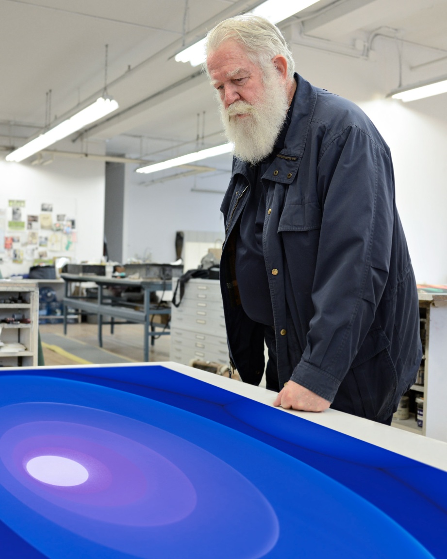 James Turrell in the Pace Editions print show with "Aten Reign" (2015)