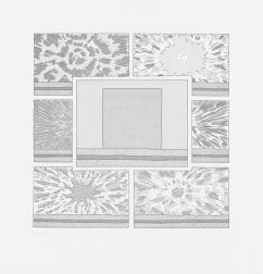 "Cell With Explosions II (Tan Cell)" (1993) by Peter Halley
