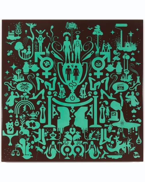 "Untitled (Porcelain-Baked Enamel, Green)" (2007) by Ryan McGinness