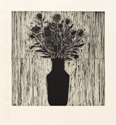 "Black Flowers and Vase" (1993) by Donald Sultan 