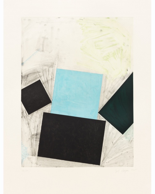 "Untitled (Blue square/with green)" (1992) by Joel Shapiro