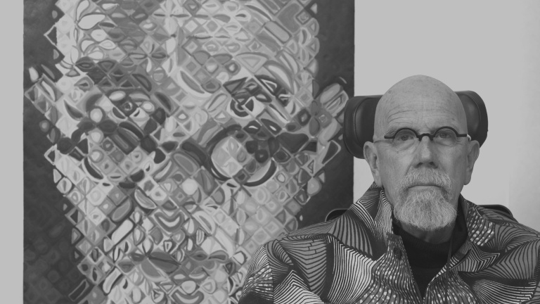 Chuck Close at Pace Editions, 2014.
